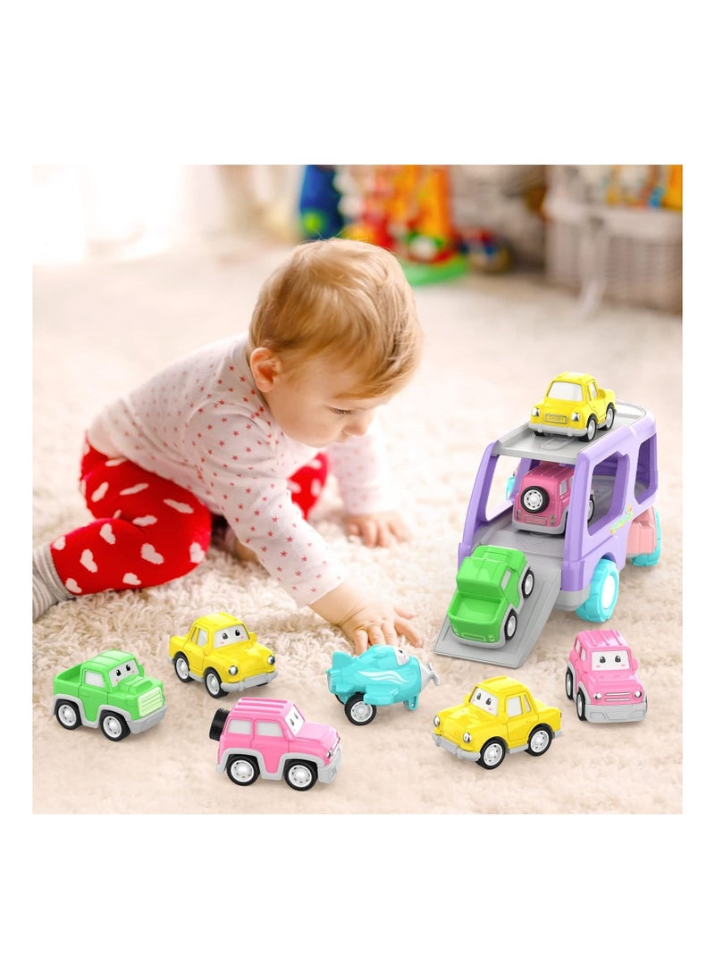 5-in-1 Carrier Truck Toys for 1 2 3 4 5 6 Years Old Girl, Toddler Girl Toys, Friction Power Toy Cars with Light  Sound, Birthday Gifts for Baby Girl Toys Pink Toys for Girls - Image 5