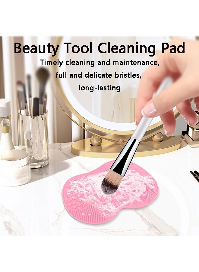 1 قطعة فرشاة تنظيف السيليكون وسادة تنظيف الفرشاة لتنظيف فرشاة المكياج أداة مكياج عالمية مع أكواب شفط (وردي) - Image 2