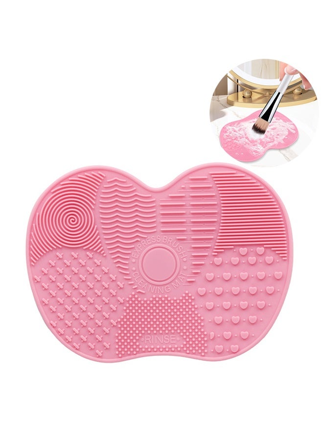 1 قطعة فرشاة تنظيف السيليكون وسادة تنظيف الفرشاة لتنظيف فرشاة المكياج أداة مكياج عالمية مع أكواب شفط (وردي) - Image 1
