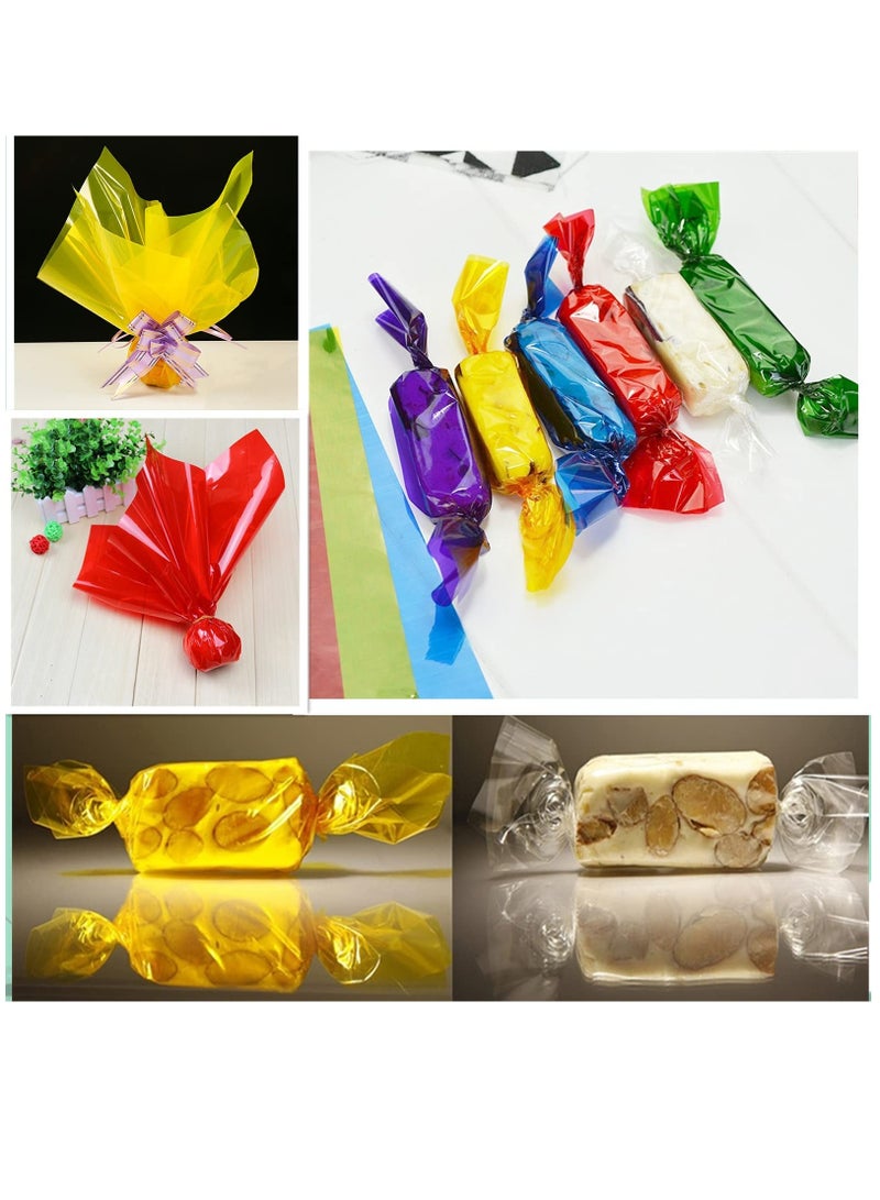 Zikra Treats Candy Wrapping Party Supplies, 120 Pcs Colored Cellophane Wrap Cellophane Sheets with Twist Ties Cello Wraps Colorful Transparency Sheet for DIY Arts and Crafts 6x6 Inches - Image 3