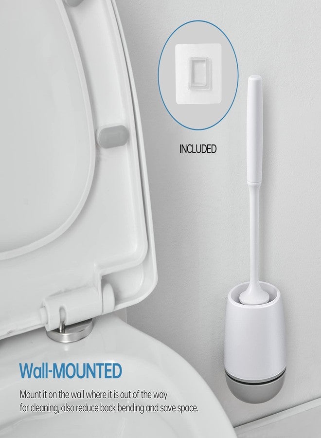 VANZAVANZU Toilet Brush, Toilet Bowl Brush and Holder Set for Bathroom, Toilet Cleaning Scrubber Cleaner Brush for Bathroom for Deep Cleaning with Stiff Plastic Bristle, Ventilated Holder, Wall Mount Hook (Grey) - Image 3