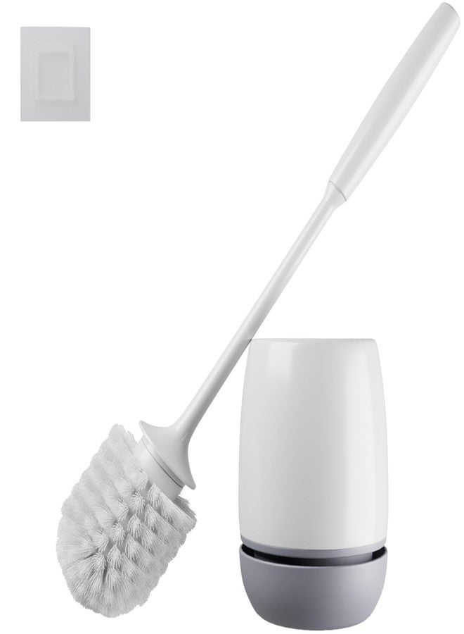 VANZAVANZU Toilet Brush, Toilet Bowl Brush and Holder Set for Bathroom, Toilet Cleaning Scrubber Cleaner Brush for Bathroom for Deep Cleaning with Stiff Plastic Bristle, Ventilated Holder, Wall Mount Hook (Grey) - Image 1