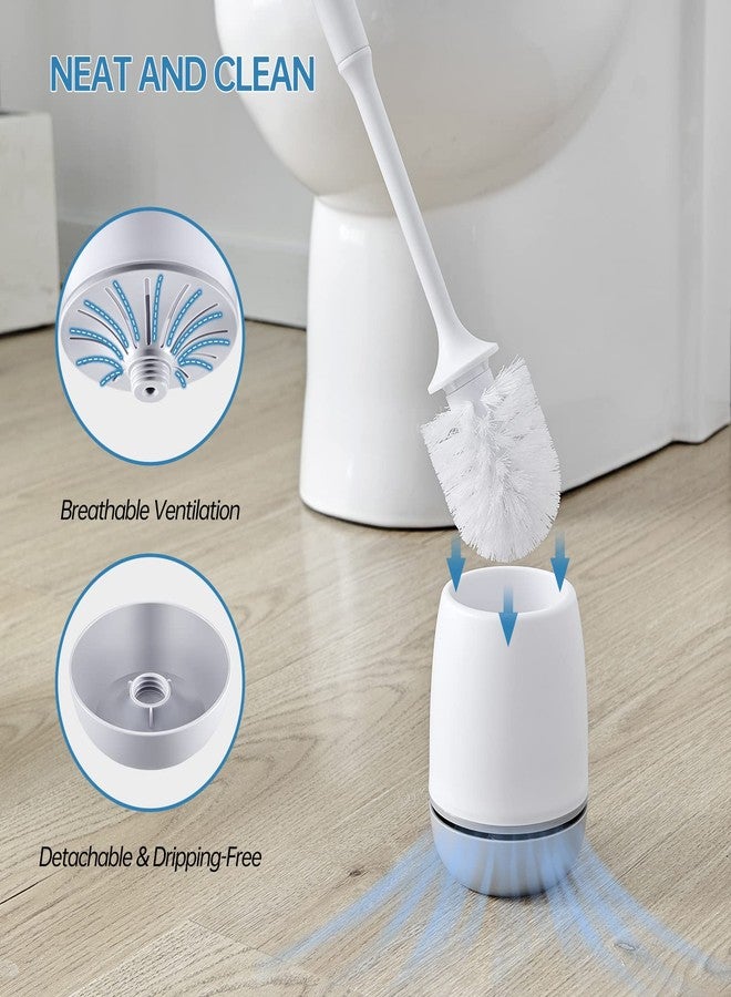 VANZAVANZU Toilet Brush, Toilet Bowl Brush and Holder Set for Bathroom, Toilet Cleaning Scrubber Cleaner Brush for Bathroom for Deep Cleaning with Stiff Plastic Bristle, Ventilated Holder, Wall Mount Hook (Grey) - Image 2