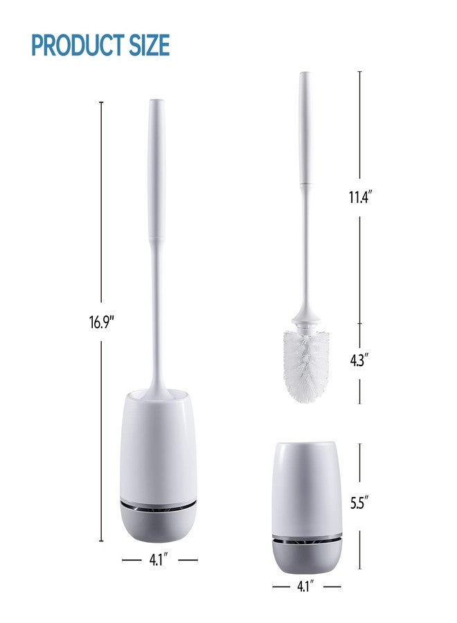 VANZAVANZU Toilet Brush, Toilet Bowl Brush and Holder Set for Bathroom, Toilet Cleaning Scrubber Cleaner Brush for Bathroom for Deep Cleaning with Stiff Plastic Bristle, Ventilated Holder, Wall Mount Hook (Grey) - Image 5