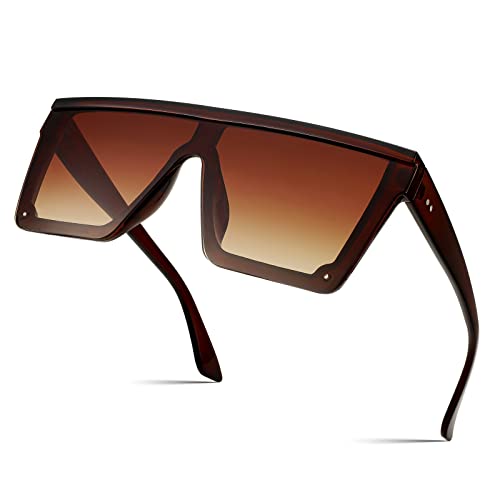 FEISEDY Oversized Sunglasses Mens Womens Flat Top Square Trendy Visor Shades UV400 B2470 - Image 1
