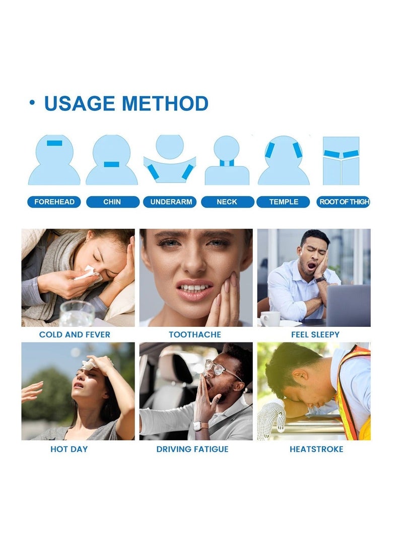 Sumifun Cool Pads, DMG Baby Cooling Pads, Heatstroke Cooling Pads, Instant Cold Compress, for Fever Discomfort, Pain Relief, Cooling Relief Fever Reducer, Soothe Headache Pain, 10PCS - Image 2