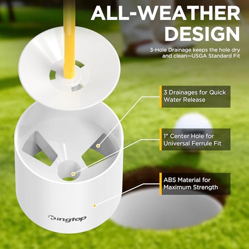 KINGTOP Miniature Golf Flagstick, Practice Putting Green Flags for Yard, Golf Pin Flag Hole Cup Set, Portable 2-Section Design, 3ft Flagpole, Red Flag Numbered #6, Indoor | Outdoor - Image 3