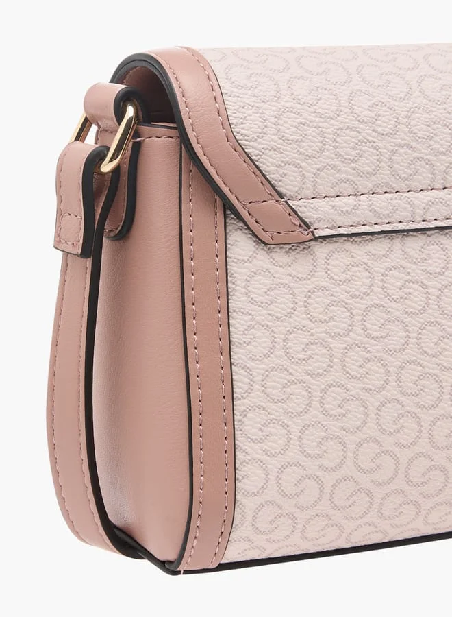 Celeste Women Monogram Print Crossbody Bag with Flap Closure