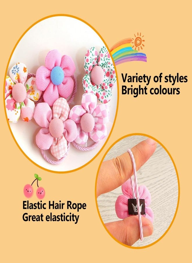 IPEWOEF 10Pcs Flower Hair Ties for Girls Flower Hair Tie Baby Toddler Hair Bands Colorful Ponytail Holders for Kids Small Hair Elastics Hair Scrunchie Soft Cute Hair Ties No Damage Hair Band Hair Accessories - Image 3