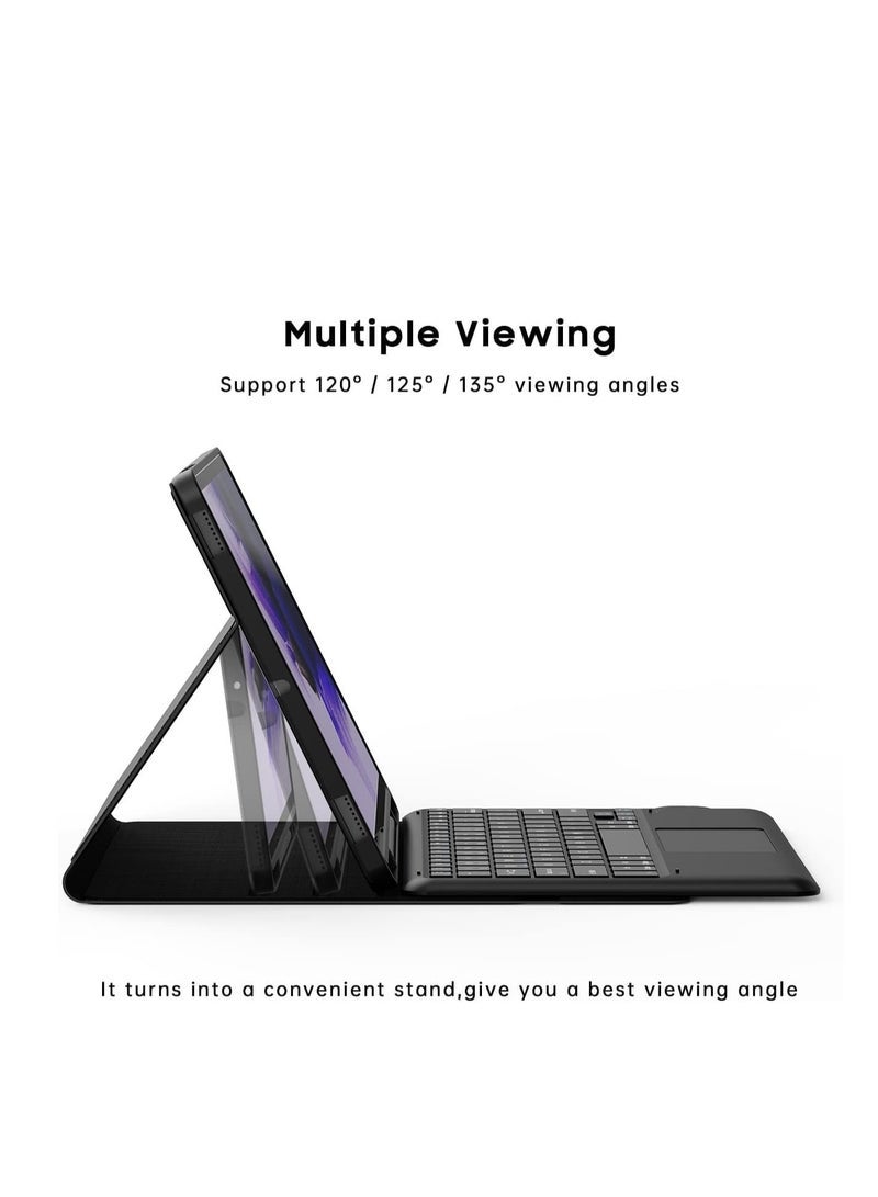 Gravity Samsung Galaxy Tab S7 FE / S7 Plus /S8+ 12.4 inch Case with Keyboard - Smart Detachable Wireless Touchpad Tablet Keyboard Cover - Tab S7 FE 2021/ S7+ 2020/S8+ with S Pen Holder Black - Image 2