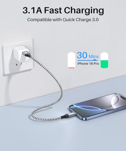 LDLrui 1ft USB C to USB Cable 10Gbps Data Transfer, 3.2 Gen 2 USB to Type C Charger Cord Fast Charging for iPhone 15/16 Pro, Samsung Galaxy S23/S22/S21/S20, Sandisk Portable SSD, Power Bank, Android Auto - Image 4