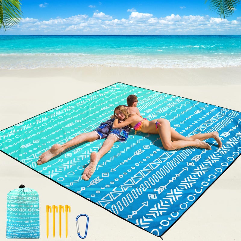 WIWIGO Beach Blanket Waterproof Sandproof Beach Mat 79" X 83"/10'x9'for 2-8 Adults Quick Drying Outdoor Picnic Mat Beach Accessories for Travel, Camping, Hiking - Image 5