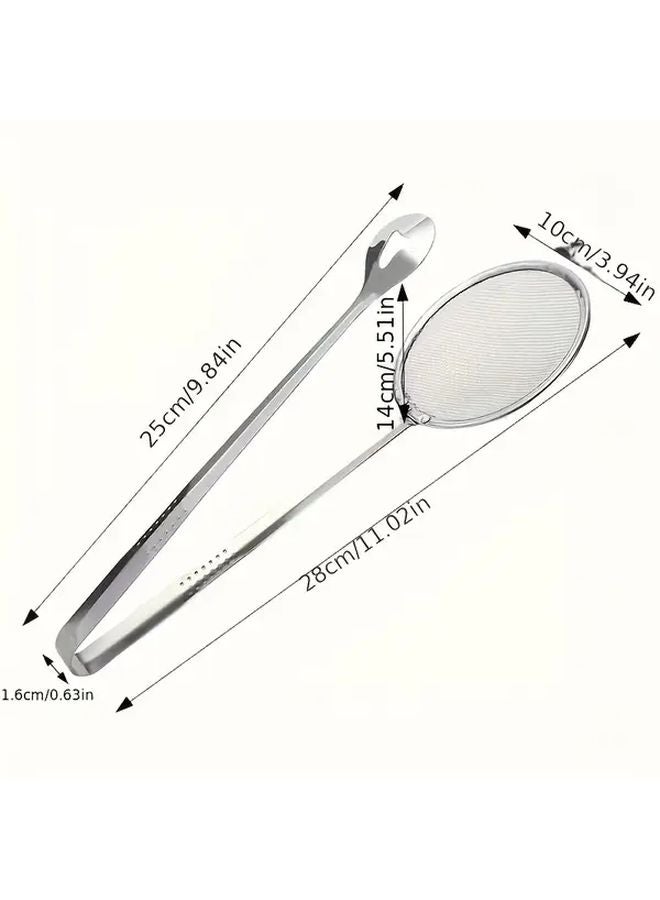 Stainless Steel Kitchen Clamp With Filter 28cm Silvery Oil Separation And Serving Tool - Image 3