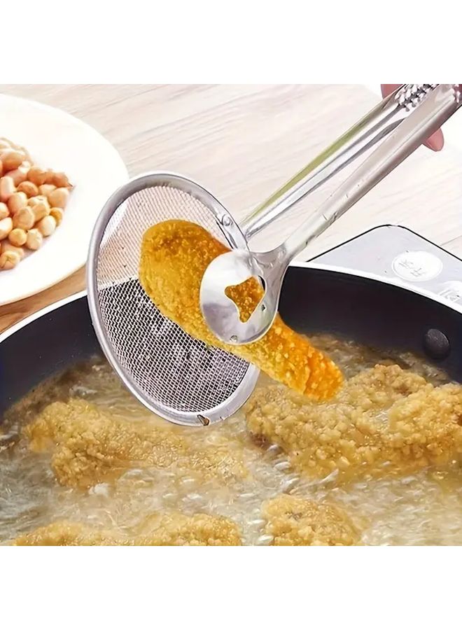 Stainless Steel Kitchen Clamp With Filter 28cm Silvery Oil Separation And Serving Tool - Image 5