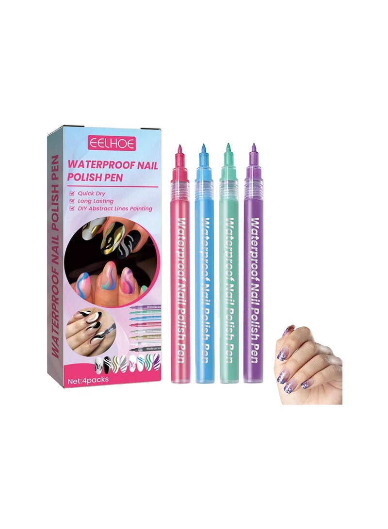 EELHOE Nail Polish Pens 4Pcs Vibrant Colors Smudge Pen For Nail Waterproof Nail Polish Pen For Nail Art DIY Drawing - Image 5
