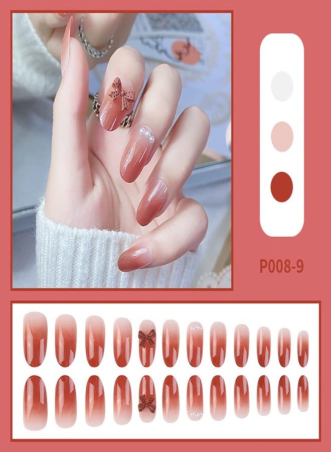 Anzailala Fake Nails 24 Pcs Press On Nails with Glue Sticker for Women - Image 4