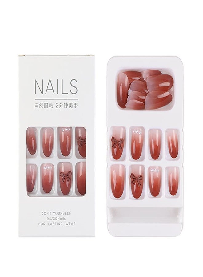 Anzailala Fake Nails 24 Pcs Press On Nails with Glue Sticker for Women - Image 2