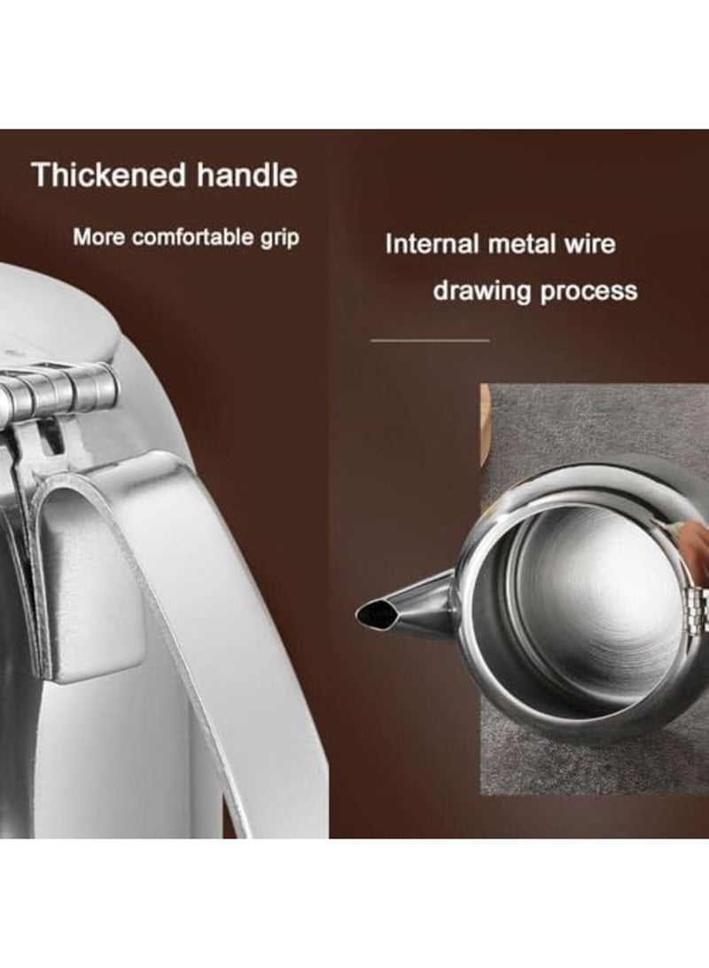 SYOSI إبريق شاي من الفولاذ المقاوم للصدأ مع فوهة قصيرة، غلاية شاي سعة 600 مل للماء الساخن والبارد، إبريق قهوة فضي مع غطاء، تصميم متين وأنيق للمنزل والمكتب وعشاق الشاي - Image 4