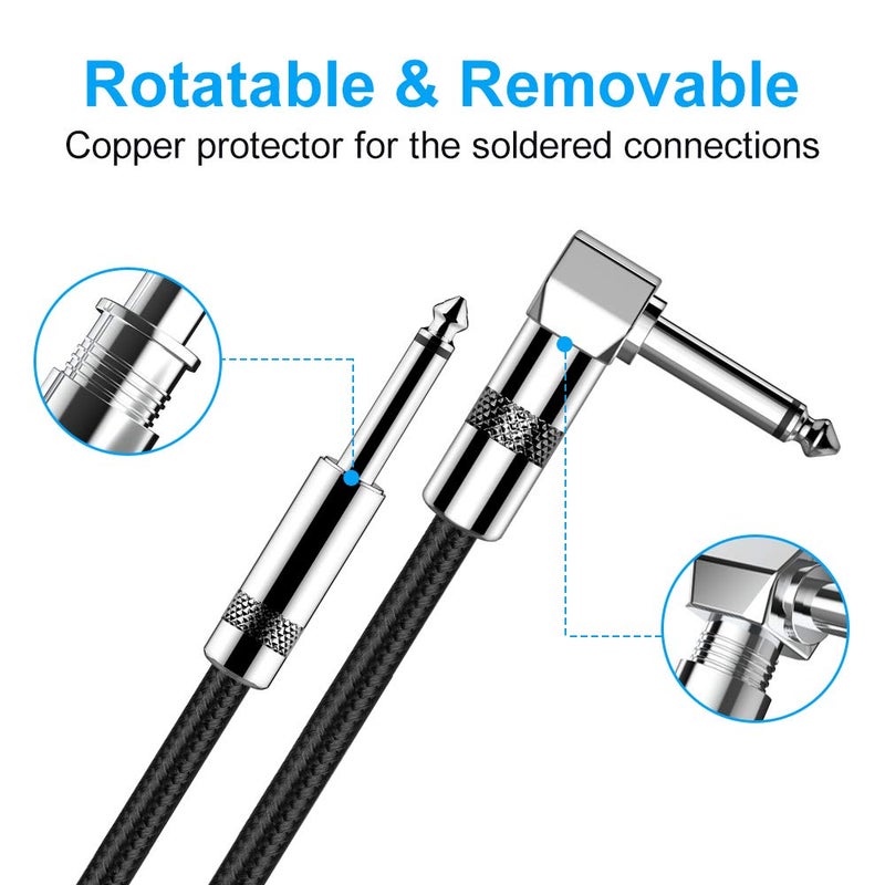 New bee 6ft Instrument Cable Bass AMP Cord for Electric ,Bass Guitar, Electric Mandolin, Pro Audio (Right Angle to Straight, Black) - Image 4