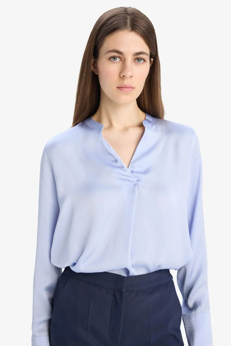ديفاكتو Regular Fit V-Neck Long Sleeve Blouse