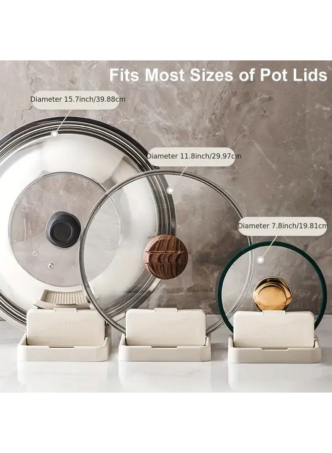 Beige Collapsible Pot Lid Holder For Spatulas Spoons Lids Organizer - Image 1