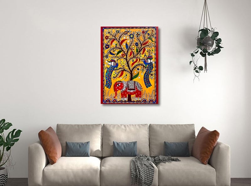 Sikhash Kalamkari Art Royal Elephant Canvas Unframed Painting Traditional Art, Indian Art, Wall Painting for Living Room | Office | Gift | Drawing Room | Home | Size - 12X9 inches, ( 30x23 cms, Pack of 1 ) - Image 3
