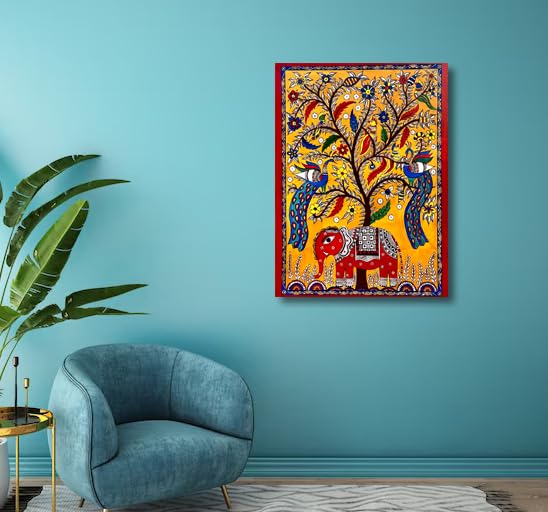 Sikhash Kalamkari Art Royal Elephant Canvas Unframed Painting Traditional Art, Indian Art, Wall Painting for Living Room | Office | Gift | Drawing Room | Home | Size - 12X9 inches, ( 30x23 cms, Pack of 1 ) - Image 5