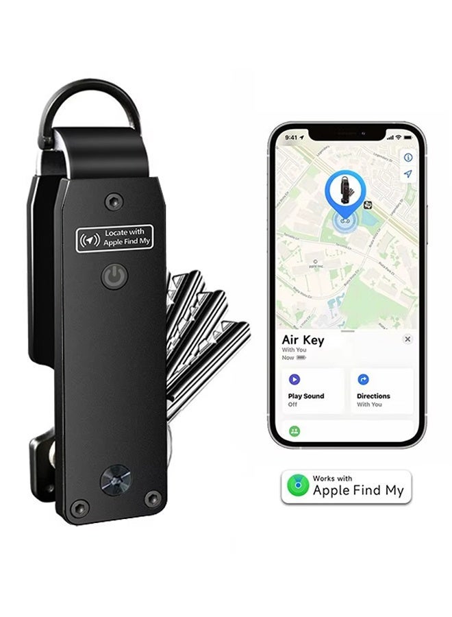 منظم مفاتيح متوافق مع خاصية "العثور على جهازي" من آبل، مزود بشريحة AirTag مدمجة، يتسع من 2 إلى 6 مفاتيح، سلسلة مفاتيح سيارة مزودة بنظام تحديد المواقع العالمي (GPS). - Image 1