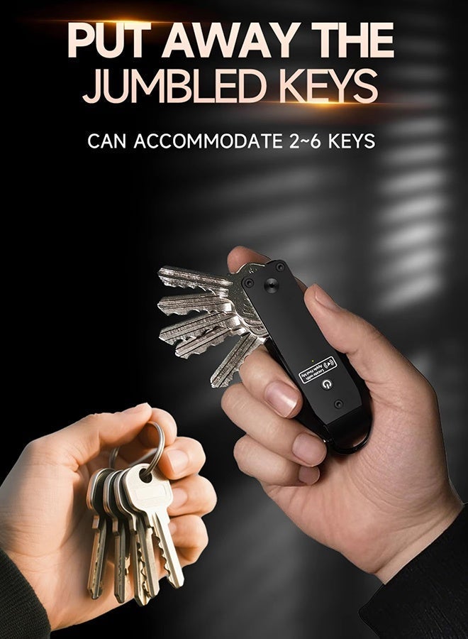 منظم مفاتيح متوافق مع خاصية "العثور على جهازي" من آبل، مزود بشريحة AirTag مدمجة، يتسع من 2 إلى 6 مفاتيح، سلسلة مفاتيح سيارة مزودة بنظام تحديد المواقع العالمي (GPS). - Image 2