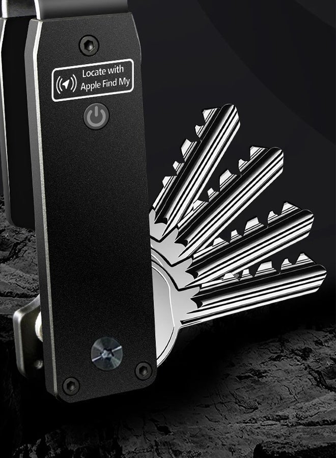 منظم مفاتيح متوافق مع خاصية "العثور على جهازي" من آبل، مزود بشريحة AirTag مدمجة، يتسع من 2 إلى 6 مفاتيح، سلسلة مفاتيح سيارة مزودة بنظام تحديد المواقع العالمي (GPS). - Image 3
