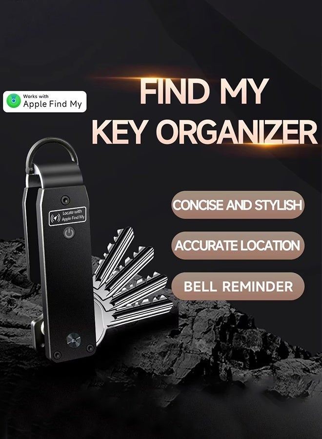 منظم مفاتيح متوافق مع خاصية "العثور على جهازي" من آبل، مزود بشريحة AirTag مدمجة، يتسع من 2 إلى 6 مفاتيح، سلسلة مفاتيح سيارة مزودة بنظام تحديد المواقع العالمي (GPS). - Image 4
