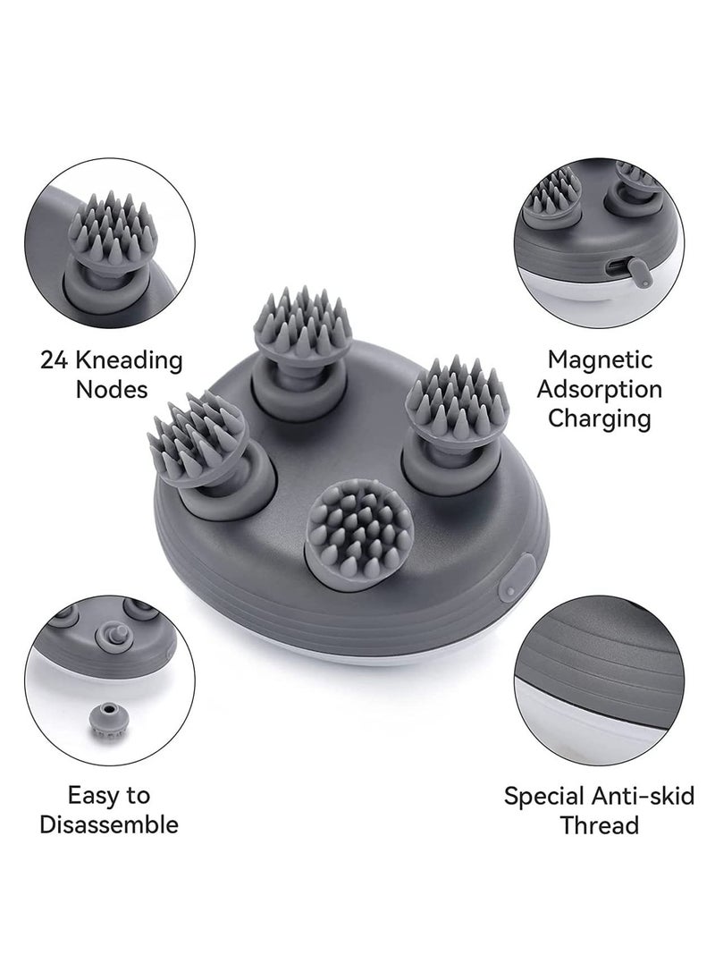 Prime by javaudan - Electric Scalp Massager, Waterproof Portable Head Massager for Hair Growth Handheld Hair Massager with 4 Massage Heads, Detachable and Washable Handheld Scratcher for Deep Clean Hair Growth Head Relax - Image 1