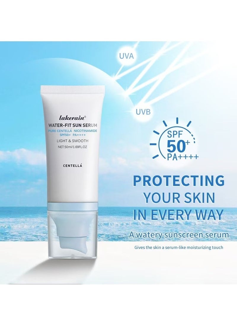 lakerain Sunscreen SPF 50, Hyalu Cica Water-Fit Sun Serum, Face Sun Screen Long-Lasting Protection, Cen-tella Madagascar Sunscreen, NO White Cast - Dry Oily Skincare (Blue 1)  - Image 5