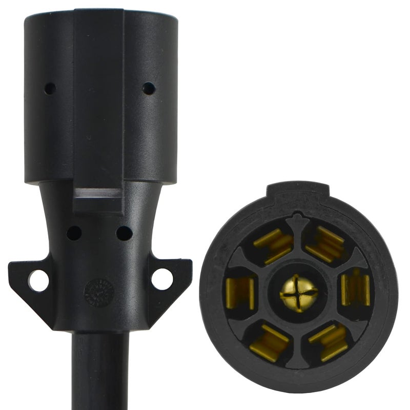 Conntek 7 Way Plug Inline Trailer Cord with 7-Gang Junction Box (Black, 8-Feet) - Image 2
