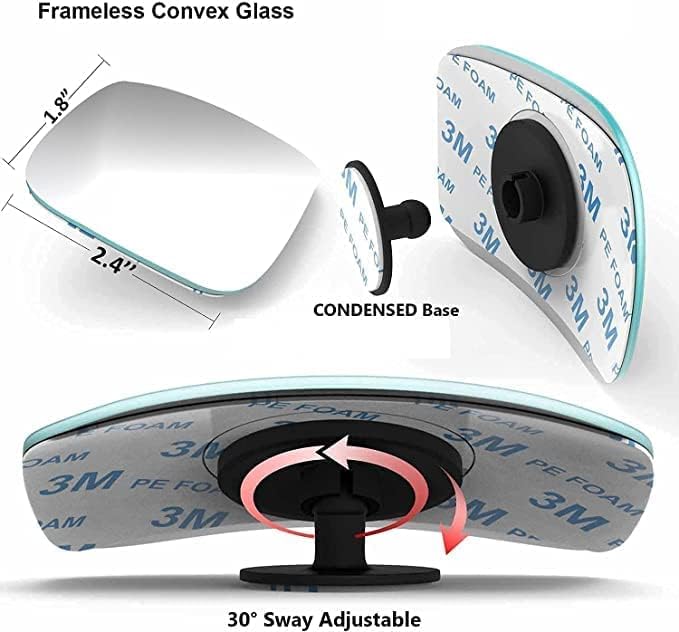 DETACHI 3R Car Wide Angle Blind Spot Rear Mirror Rectangle Convex 360 Degree (2 Pcs) for Car - Image 5