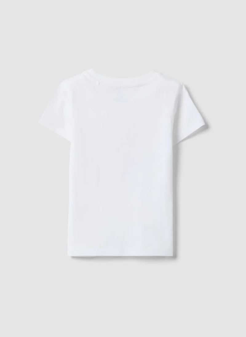 Ovs OVS White Regular Fit Pure Cotton T-Shirt With Print For Girls