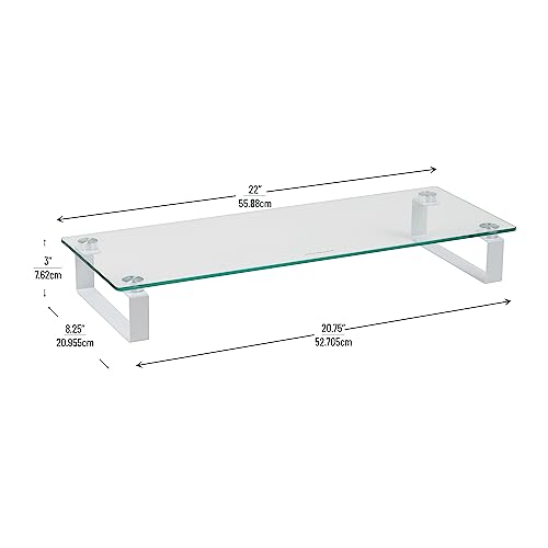 Mind Reader Monitor Stand, Contemporary, Desktop Organizer, Laptop Riser, Office, Glass, Clear - Image 3