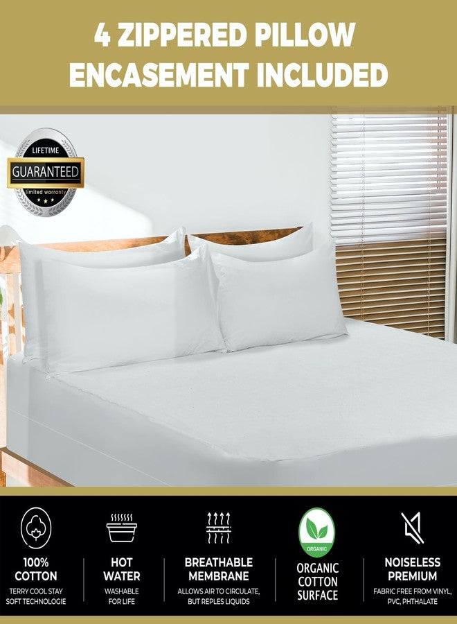 MATTSHIELD ORIGINAL 4-Pack MATTSHIELD Max Comfort Pillow Protectors, King - Zippered, 100% Waterproof, Organic Cotton Terry Surface, Quiet & Breathable Pillowcase Covers - Image 2