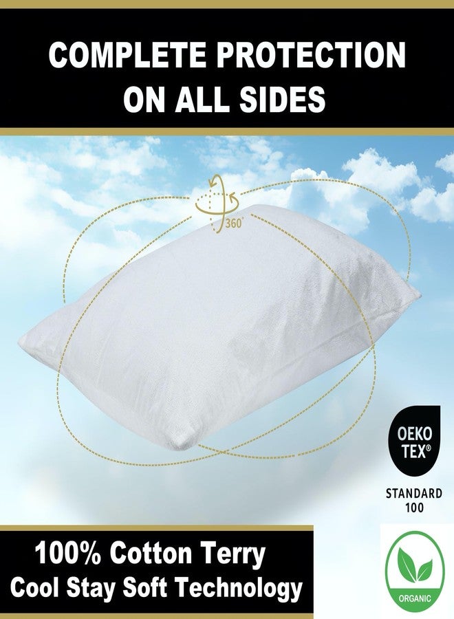MATTSHIELD ORIGINAL 4-Pack MATTSHIELD Max Comfort Pillow Protectors, King - Zippered, 100% Waterproof, Organic Cotton Terry Surface, Quiet & Breathable Pillowcase Covers - Image 3