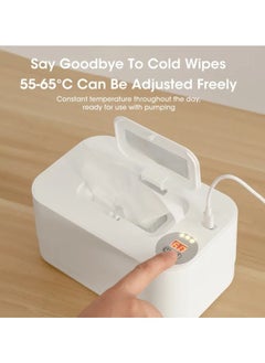 AROAQ Portable Wipes Warmer, Temperature Adjustable Baby Wet Wipe Heater, Multifunctional USB Baby Wipes Holder Dispenser, LED Display Baby Wipes Heating Box For Home Travel Car, (White)  - Image 5