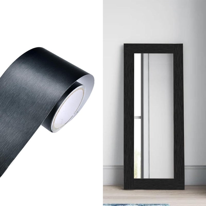Yija Metallic Color Self Adhesive 3D Peel and Stick Waterproof Wall Border Easy to Apply Kitchen Bathroom Tiles Sticker 4.2x196.8 inch (Black) - Image 1