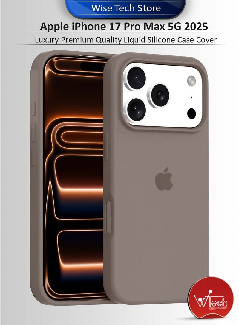 دبليو تيك جراب أبل آيفون 17 برو ماكس 5G لعام 2025 من السليكون السائل الفاخر عالي الجودة (MCRPSN) - التيتانيوم