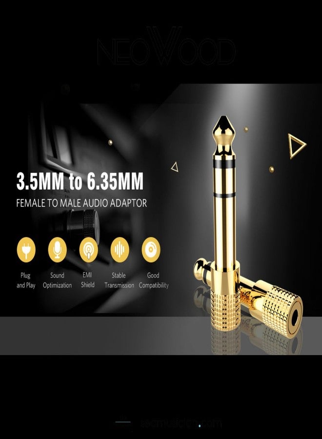 GMCELL Audio Adapter 6.35mm to 3.5mm Aux: Gold Plated Stereo 1/4 Inch to 1/8-inch TRS Converter - Image 2