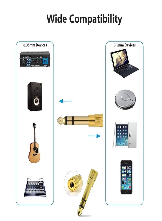 GMCELL Audio Adapter 6.35mm to 3.5mm Aux: Gold Plated Stereo 1/4 Inch to 1/8-inch TRS Converter - Image 4