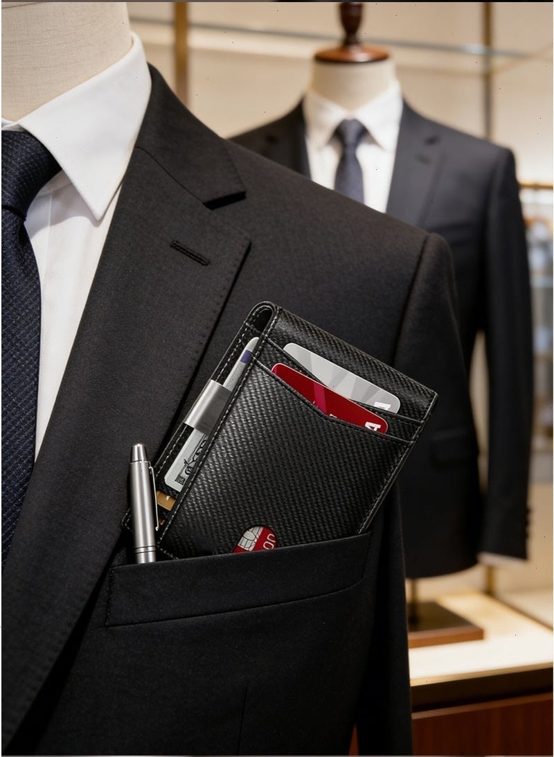 Yoawllty RFID Blocking Men’s Bifold Wallet, Microfiber PU Leather Slim Lightweight Credit Card Holder 10‑12 Multi‑Card Slots with Money Clip & ID Window, Business Casual Great Gift for Men & Women - Image 5