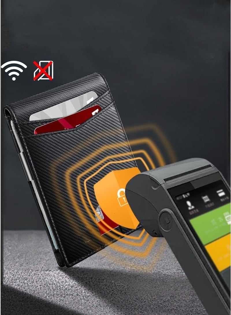 Yoawllty RFID Blocking Men’s Bifold Wallet, Microfiber PU Leather Slim Lightweight Credit Card Holder 10‑12 Multi‑Card Slots with Money Clip & ID Window, Business Casual Great Gift for Men & Women - Image 4