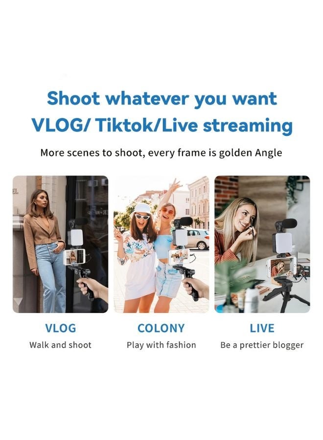 Vlogging Tripod, Video Making Kit Used For Making Videos, For Podcasting, For Conference Video, For Live Broadcast, Set Includes Tripod, Phone Clip, LED Lights, Microphone, Handheld Stabilizer - Image 5