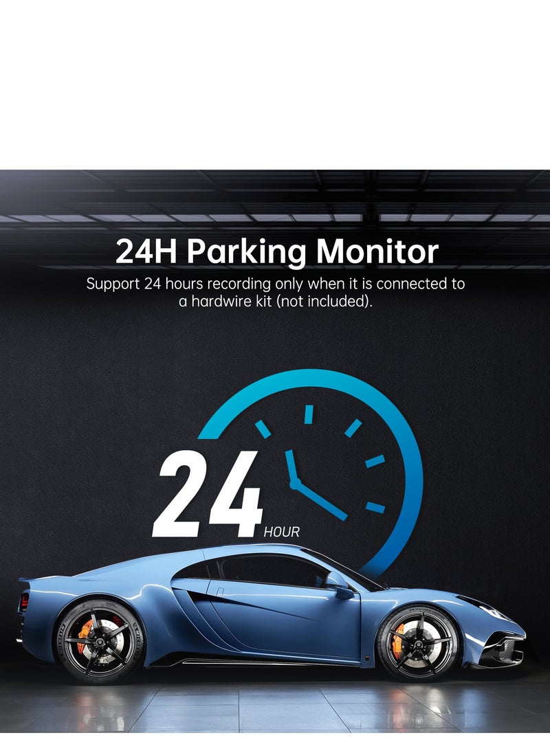 LINGDU LD06 5K Dash Cam Bluetooth Car Dash Camera Front and Rear Inside with GPS, 5G WiFi, APP and Voice Control, Loop Recording, G-Sensor, Parking Monitor