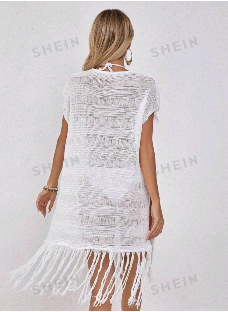 Shein Ladies' Plain And Simple Fringe Shawl For Daily Wear  - Image 3