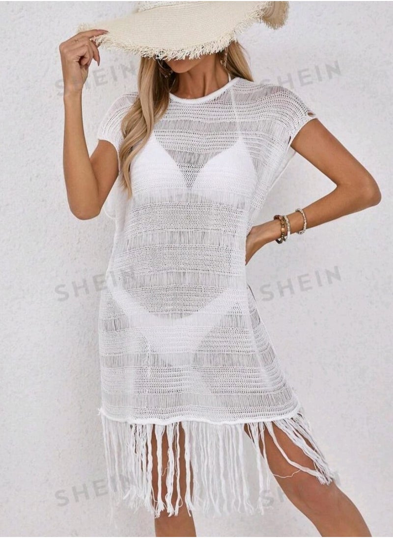 Shein Ladies' Plain And Simple Fringe Shawl For Daily Wear  - Image 4